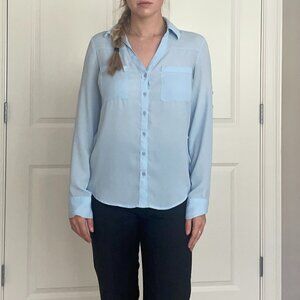 Button Up Light Blue Collared Shirt Express